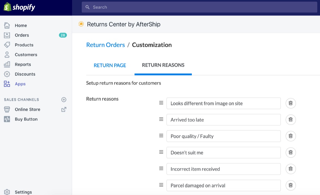 Product Update: Customize return reasons for Returns Center