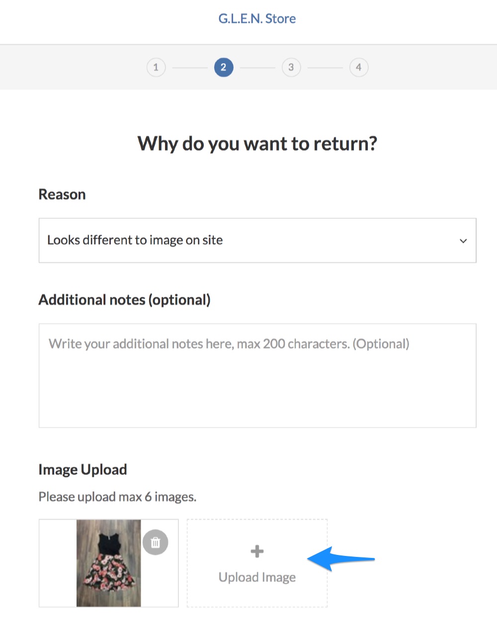 Upload images in Returns Page