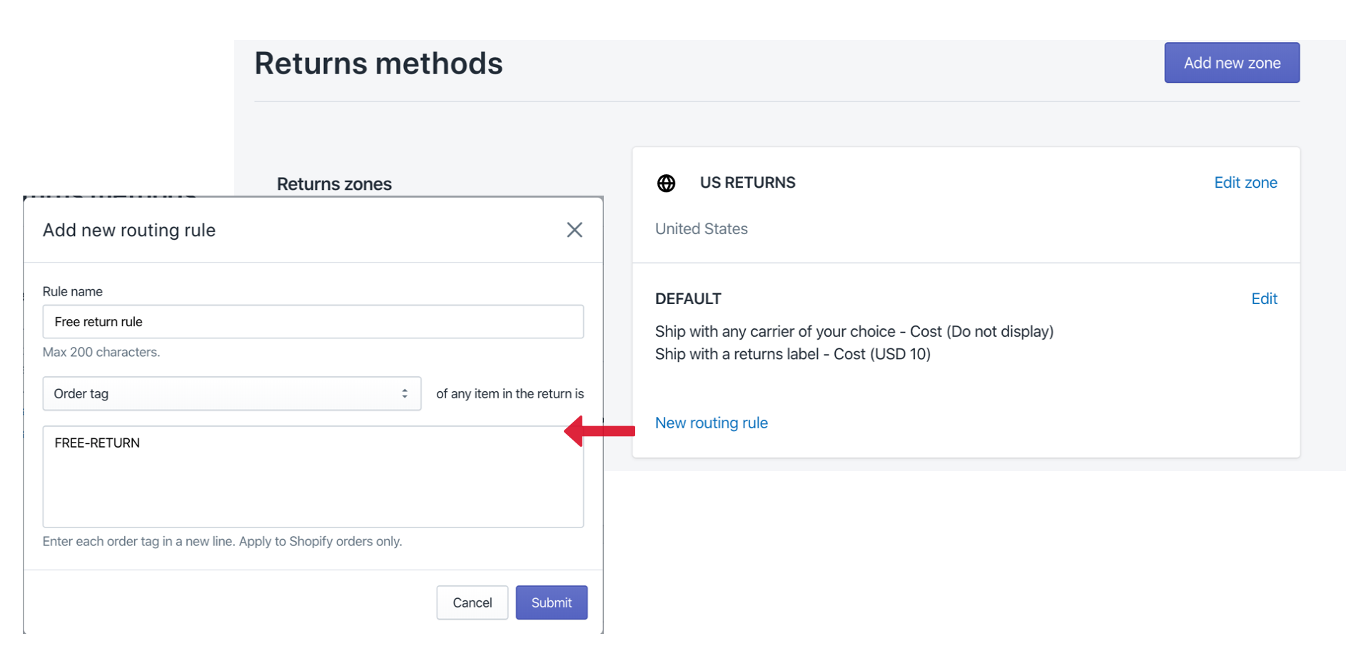 Product update: Setup routing rule based on order tag