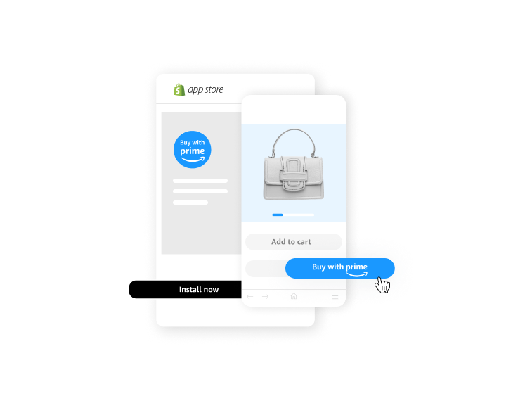 Illustration on "Buy with Prime" button on a Shopify store.