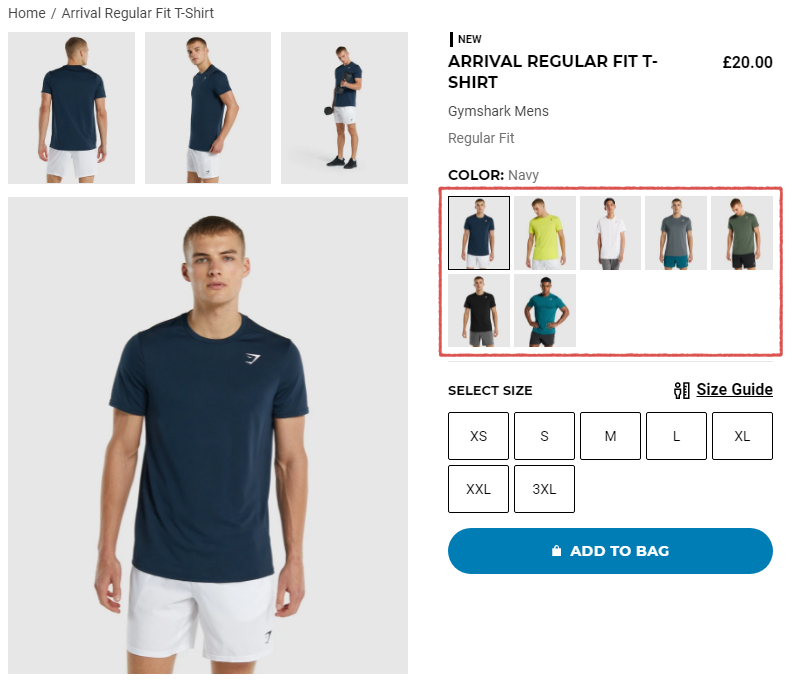 A screenshot of a swatch selection on Shopify.