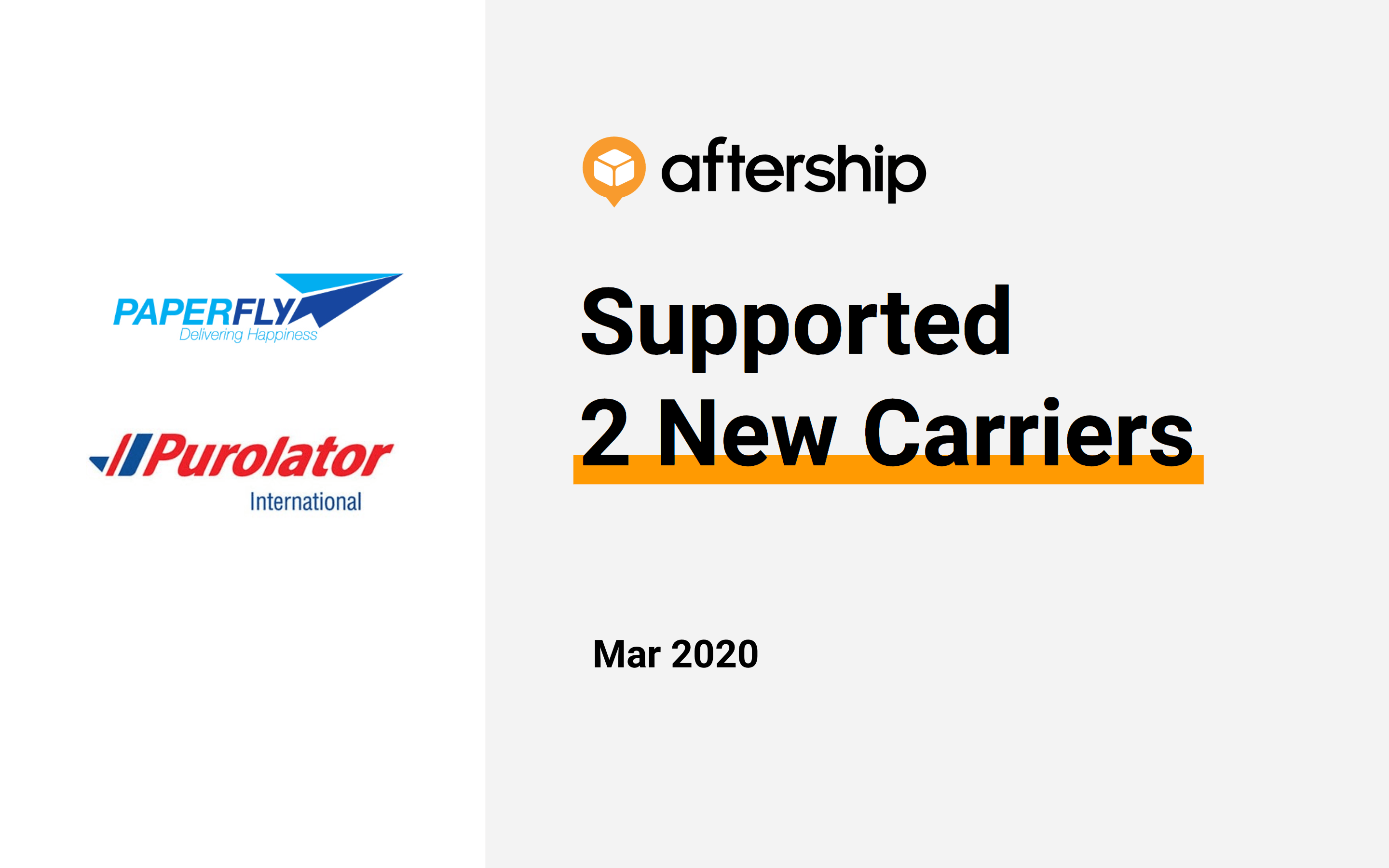AfterShip added 2 new carriers this week (24 Feb 2020 to 01 Mar 2020)