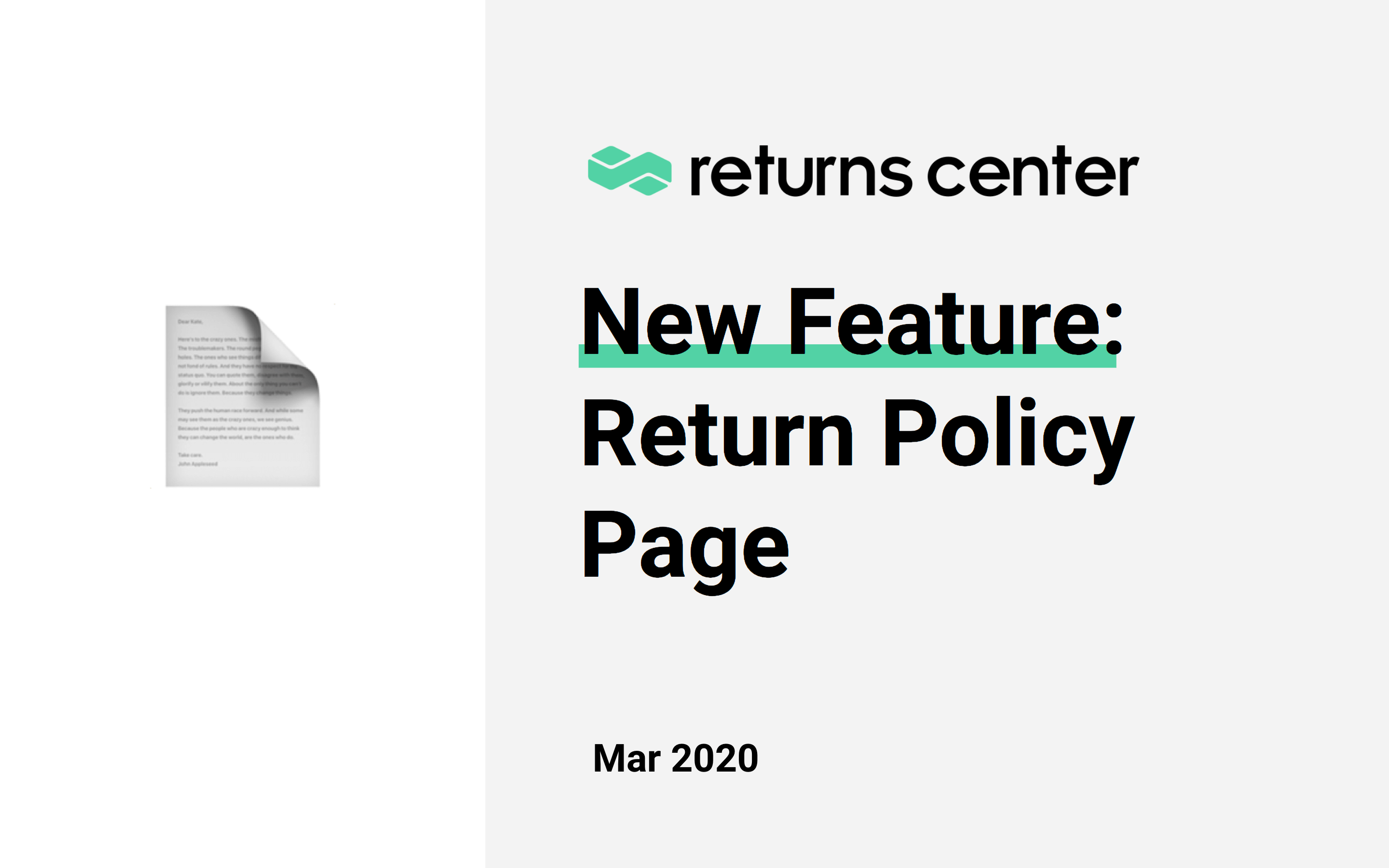 New Feature: Return Policy Page