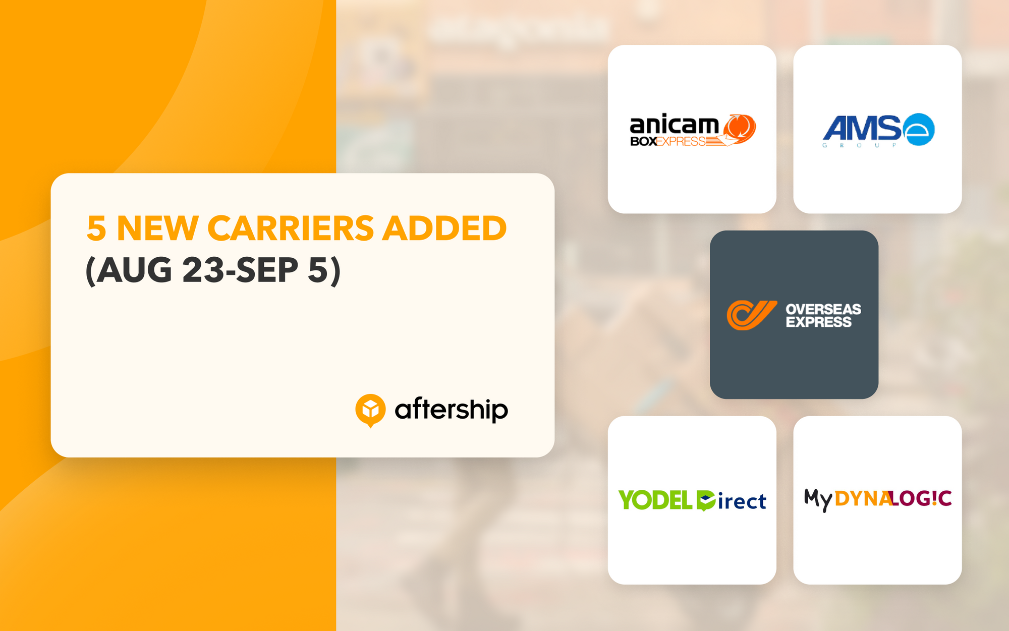 AfterShip adds 5 new couriers in the last two weeks (23rd August 2021 to 5th September 2021