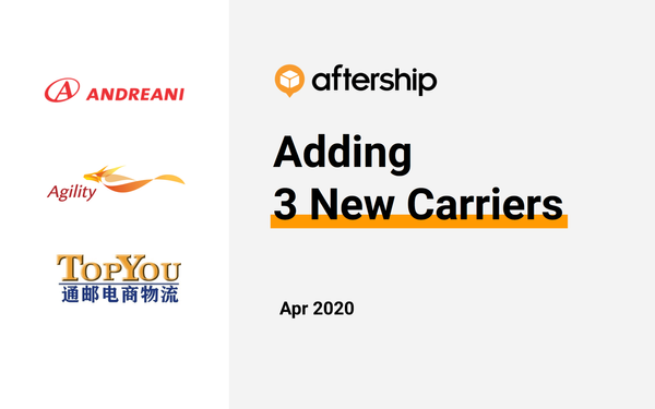 AfterShip added 3 new carriers this week (20 Apr 2020 to 24 Apr 2020)