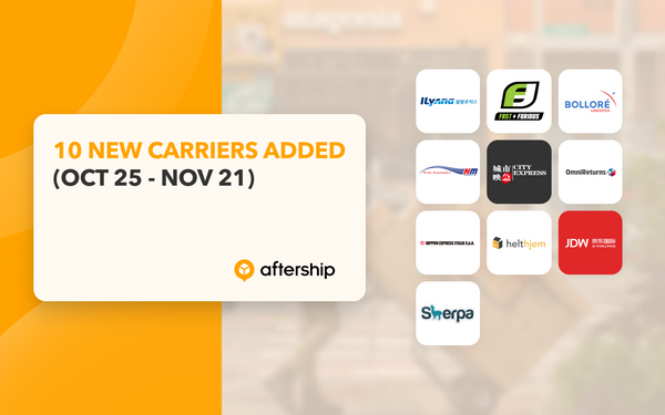 AfterShip adds 10 new couriers from 25th October to 21st November 2021